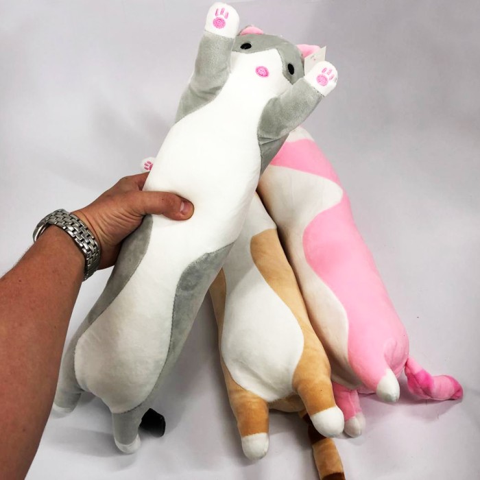 Плюшевий кіт батон подушка, Іграшка-обіймашка для сну, Іграшка антистрес котик, Кіт батон валик QU-39