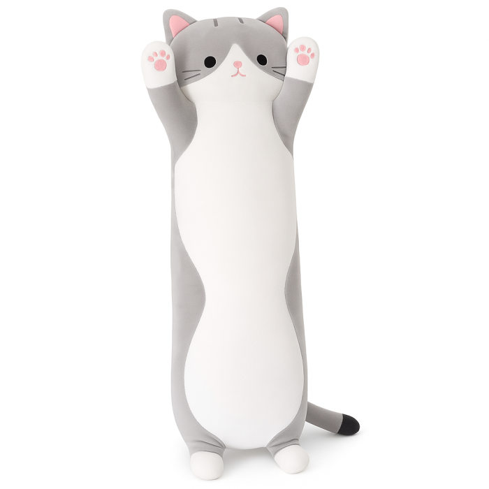 М'яка іграшка товстий кіт 50, Кіт батон валик, Іграшка кіт батон антистрес плюш Милий KE-23