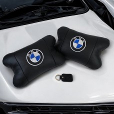 Авто подушки 2шт — набір BMW з натуральної шкіри, на підголівник у машину, Автомобільна подушка БМВ