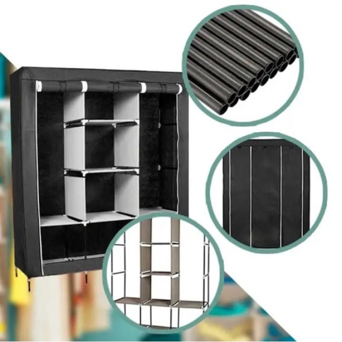 Мобільна тканинна шафа для одягу WARDROBE, Шафа з тканини на ніжках для одягу Збірні шафи ZT-26