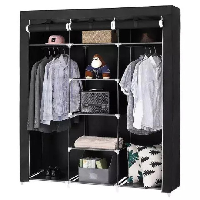 Шафа складана тканинна з полицями WARDROBE 175 х 130 х 45 см, шафа для білизни, Переносна OK-885 каркасна шафа Шафа складана тканинна з полицями WARDROBE 175 х 130 х 45 см, шафа для білизни, Переносна OK-885 каркасна шафа
