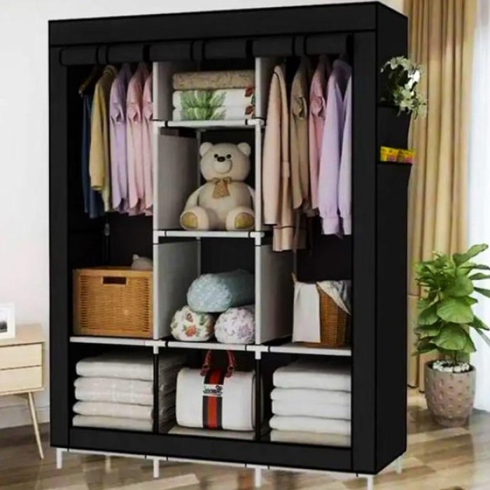 Шафа складана тканинна з полицями WARDROBE 175 х 130 х 45 см, шафа для білизни, Переносна OK-885 каркасна шафа