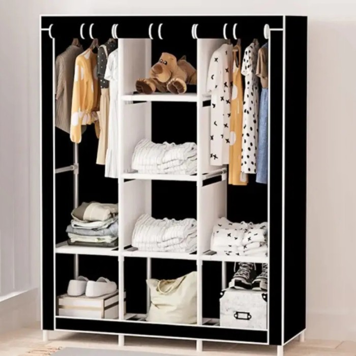 Шафа складана тканинна з полицями WARDROBE 175 х 130 х 45 см, шафа для білизни, Переносна OK-885 каркасна шафа