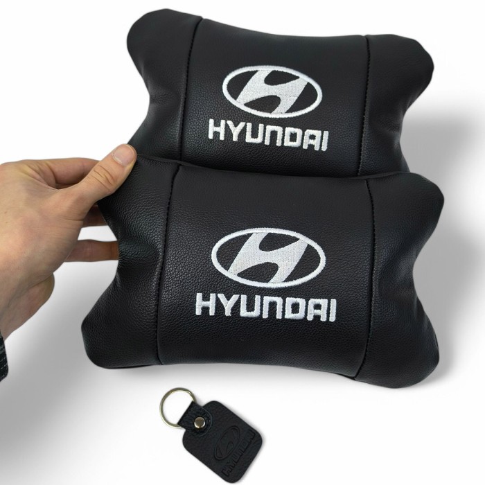 Подушка підголовник з логотипом Hyundai Хундай, Дорожні подушки, Подарунок HY-716 чоловікові водію