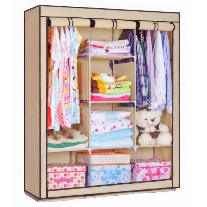 Тканинна шафа для верхнього одягу WARDROBE 175 х 130 х 45 см, Розбірна шафа для одягу на EI-570 5 полиць