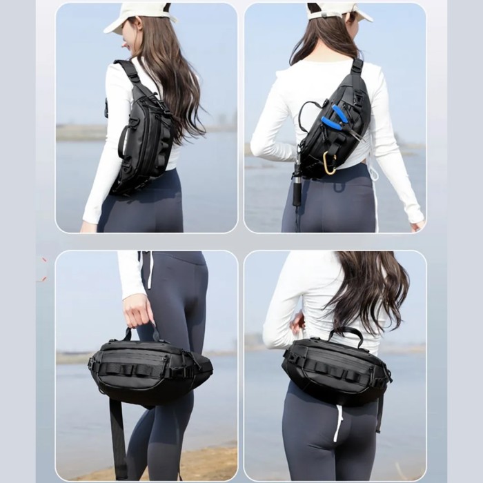 Чоловіча сумка барсетка, Чорна чоловіча бананка Бананка слінг для хлопця WC-27