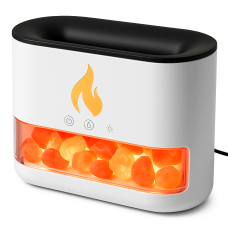 Лампа зволожувач повітря Docsal Flame 3 в 1 з соляним камінням, Портативний зволожувач лампа біла
