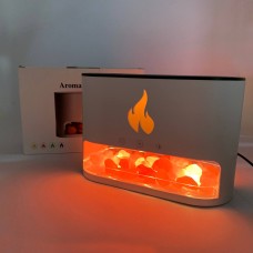 Лампа зволожувач повітря Docsal Flame 3 в 1 з соляним камінням, Портативний зволожувач лампа біла