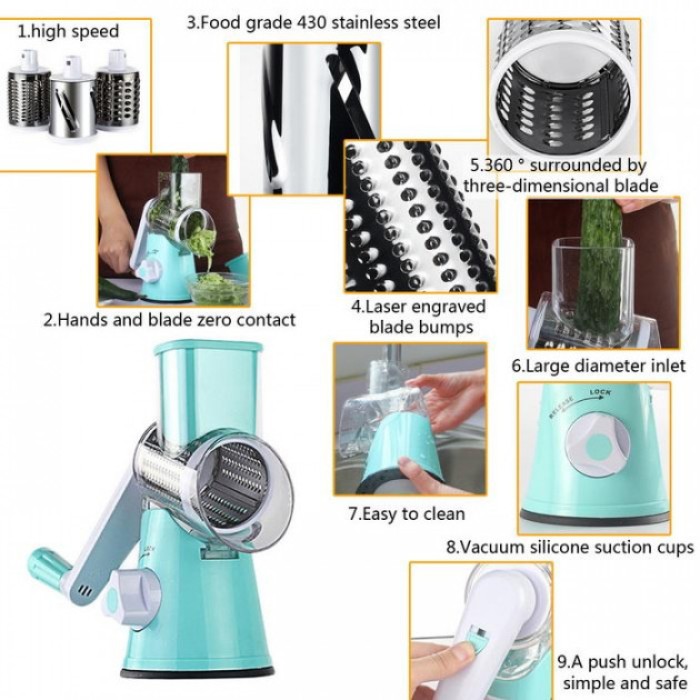 Якісна ручна овочерізка для кухні голубая, Універсальна овочів Кухонна овочерізка ручна механічна UA-91