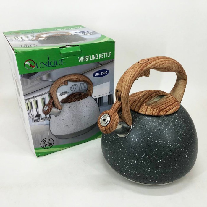 Чайник з нержавіючої сталі з пищалкою Unique UN-5306 2, 7л, Чайник зі свистком для електричної плити XW-99