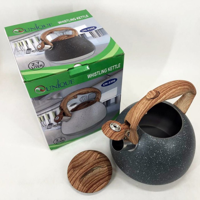 Чайник з нержавіючої сталі з пищалкою Unique UN-5306 2, 7л, Чайник зі свистком для електричної плити XW-99