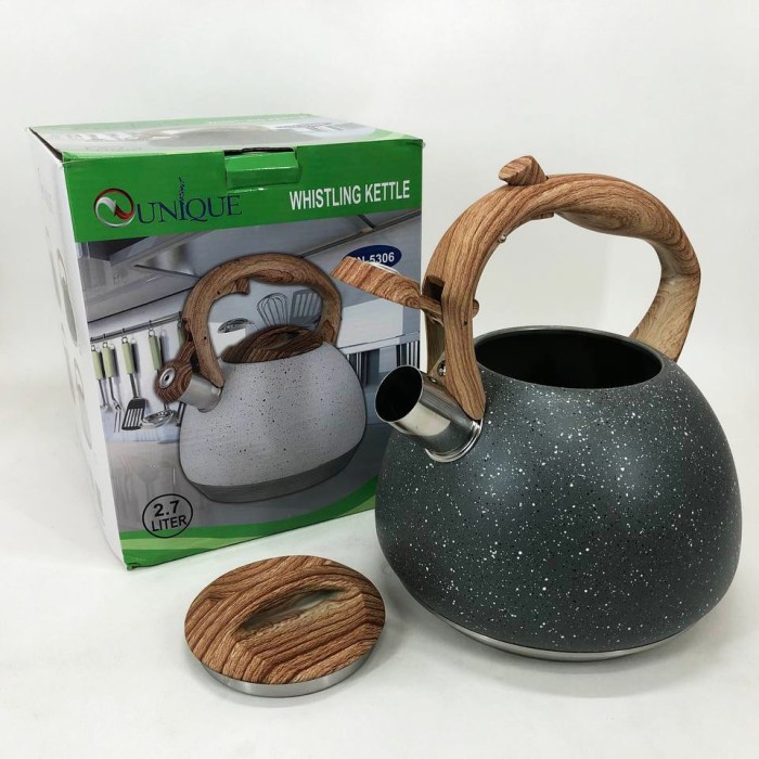 Чайник з нержавіючої сталі з пищалкою Unique UN-5306 2, 7л, Чайник зі свистком для електричної плити XW-99