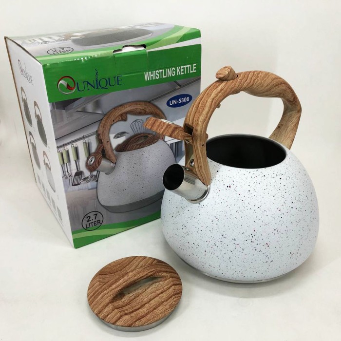 Звичайний чайник на газову плиту Unique, Чайник з ергономічною ручкою зі свистком з важким дном DN-14