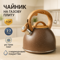 Звичайний чайник на газову плиту, Стильний чайник з нержавіючої сталі зі свистком ON-39
