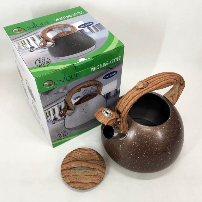 Чайник зі свистком нержавіюча сталь UN-5306 2, 7л Чайник зі свистком зручною нейлоновою ручкою AQ-18