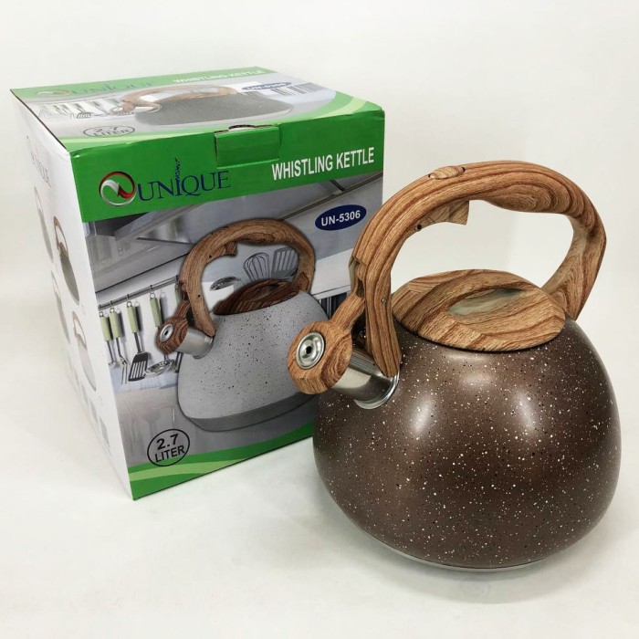 Чайник зі свистком нержавіюча сталь UN-5306 2, 7л Чайник зі свистком зручною нейлоновою ручкою AQ-18