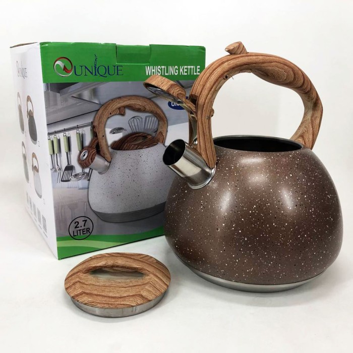 Чайник зі свистком нержавіюча сталь UN-5306 2, 7л Чайник зі свистком зручною нейлоновою ручкою AQ-18