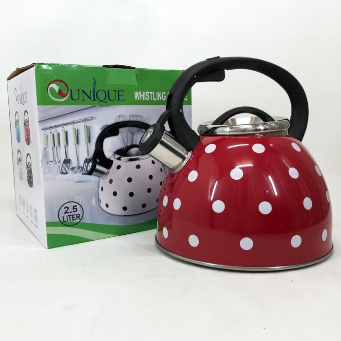 Чайник зі свистком нержавіюча сталь Unique UN-5301 2, 5л, Кухонний чайник з ручкою і свистком PC-62