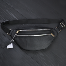 Поясна сумка на дві кишені, Шкіряна поясна сумка бананка, Чоловіча бананка універсальна ET-31