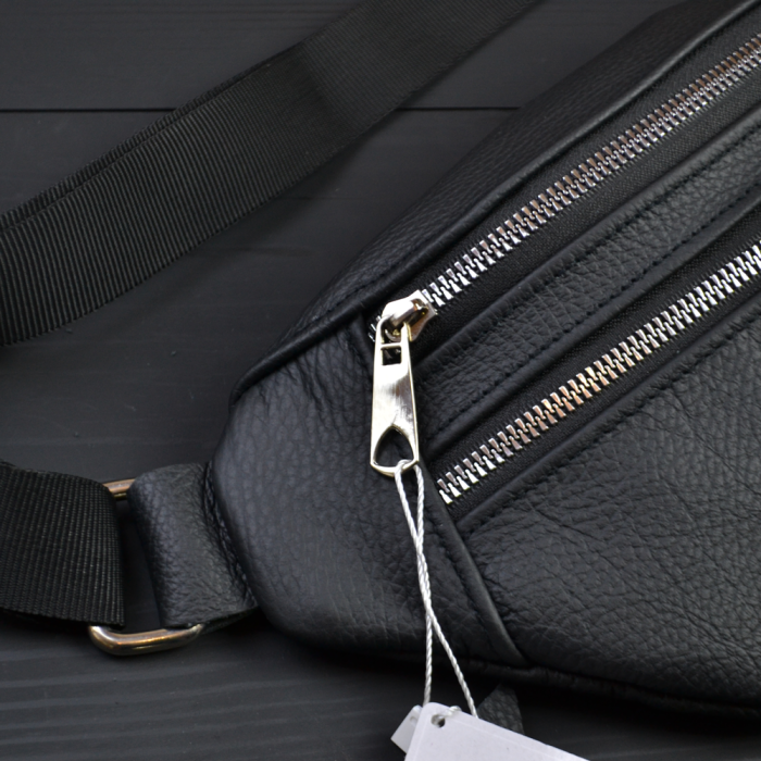 Поясна сумка на дві кишені, Шкіряна поясна сумка бананка, Чоловіча бананка універсальна ET-31