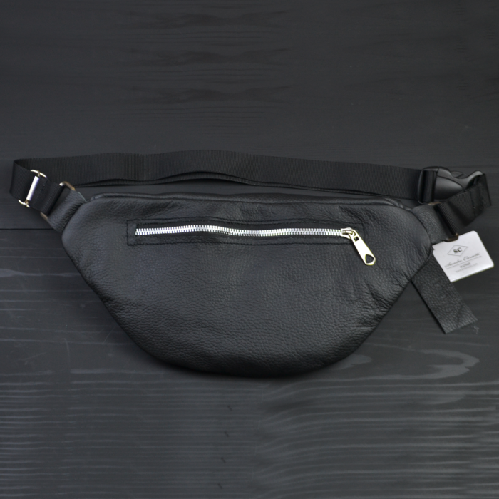 Поясна сумка на дві кишені, Шкіряна поясна сумка бананка, Чоловіча бананка універсальна ET-31