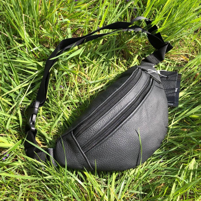 Чоловіча бананка зручна, Чоловіча бананка прада, Чорна бананка Шкіряна поясна сумка WU-64
