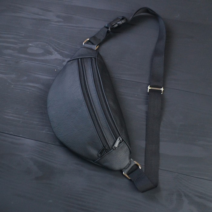 Чоловіча бананка зручна, Чоловіча бананка прада, Чорна бананка Шкіряна поясна сумка WU-64