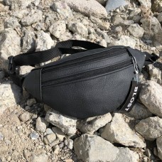 Чорна сумка бананка шкіряна, Міська сумка на груди для чоловіків, Бананка нагрудна OC-42