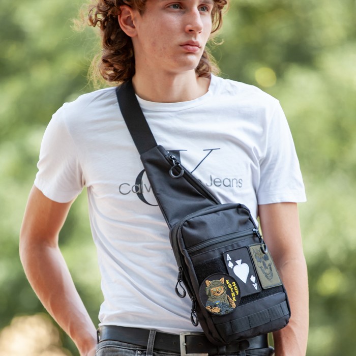 Якісна сумка-кобура, Чоловіча сумка-слінг тактична плечова, Маленька чоловіча брезентова сумка RF-39