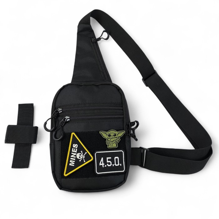 Тактична чоловіча сумка з кобурою Cordura 1000D – 6 кишень, чорна