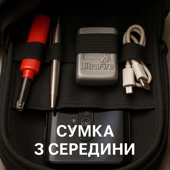 Чоловіча брезентова сумка через плече, Чоловіча сумка планшет з накладним кишенею DS-51