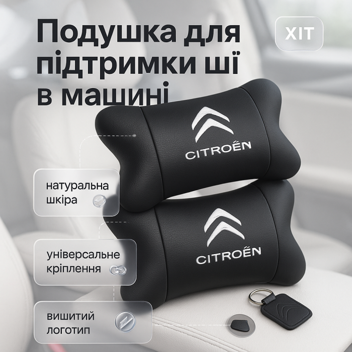 Подушка на авто сидіння Citroën, Подушка підголівник для дороги Автомобільна в подарунок LA-47