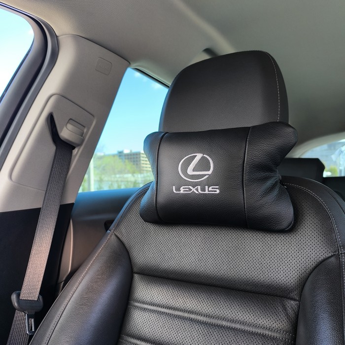 Подарунок в машину чоловікові Lexus Лексус, Подушка підголівник з логотипом, Дорожні подушки AG-95