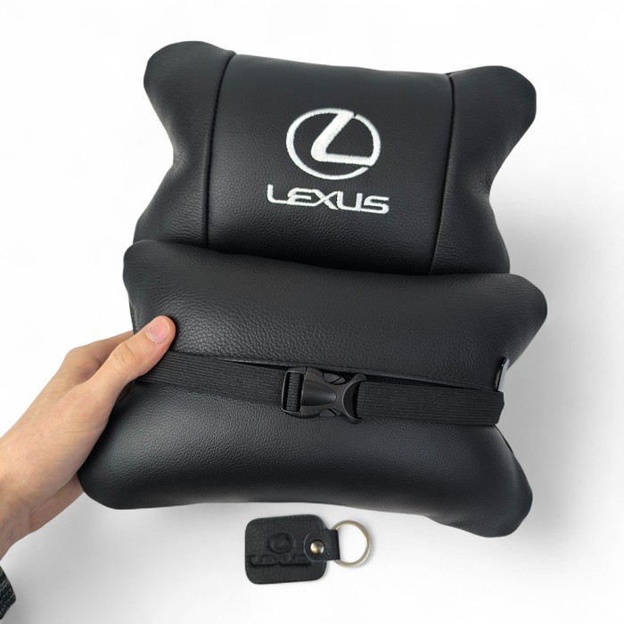 Подарунок в машину чоловікові Lexus Лексус, Подушка підголівник з логотипом, Дорожні подушки AG-95