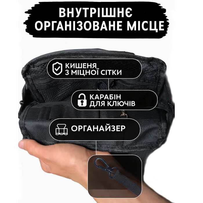 Зручна чорна бананка, Бананка чоловіча поясна бананка, Сумка бананка для походів на блискавці EZ-86