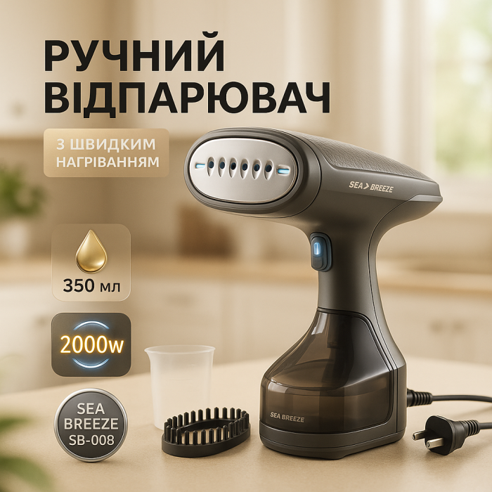 Відпарювач для будь-якої тканини Sea Breeze SB-008, Ручний відпарювач для догляду за тканинами QA-70