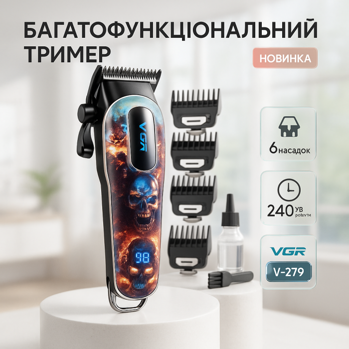 Акумуляторна машинка для стрижки VGR V-279 RED