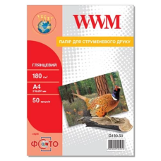 Фотопапір (фотографічний папір) WWM глянсовий A4, 180 г/м², 50 аркушів