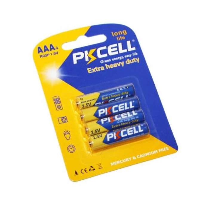 Сольові батарейки AAA PKCELL 1,5 В, 4 шт
