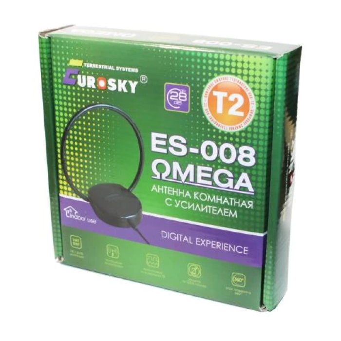 Кімнатна ефірна TV-антена Eurosky 008 з підсилювачем 30 дБ