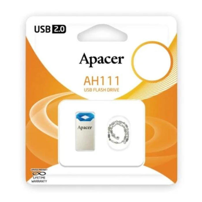USB-флешка Apacer AH111 на 32 ГБ у сріблясто-блакитному корпусі
