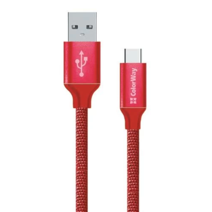 Кабель ColorWay USB AM — Type-C, 1 м, червоний