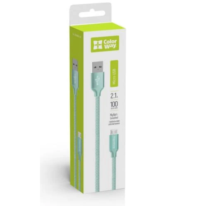 Кабель ColorWay USB 2.0 AM — microUSB, 1 м, м’ятний