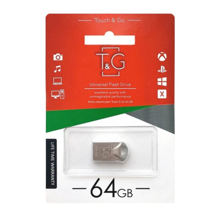 Срібляста USB флешка T&G TG106 на 64 ГБ