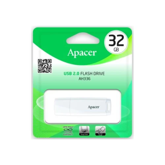 USB-флешка Apacer AH336 на 32 ГБ, біла, USB 2.0