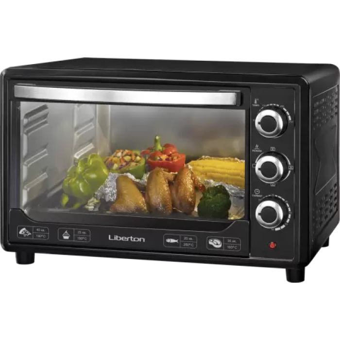 Електродуховка Liberton LEO-480 Black з конвекцією, 48 л