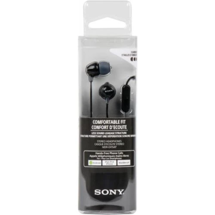 Вакуумна гарнітура Sony MDR-EX15AP Black з мікрофоном