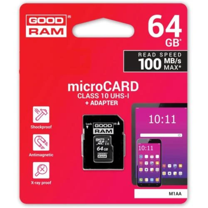 Карта пам’яті microSDXC Goodram M1AA 64 ГБ із SD-адаптером