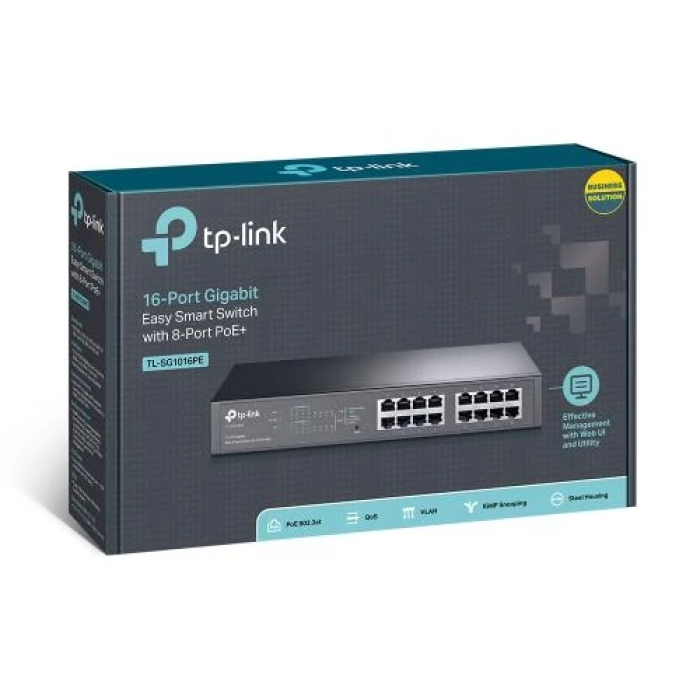 Комутатор TP-LINK TL-SG1016PE з 16 портами та PoE+