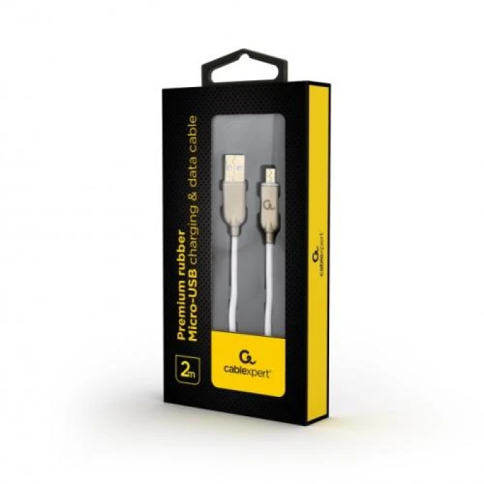 Кабель USB–microUSB Cablexpert 1 м, білий, 2,1 А